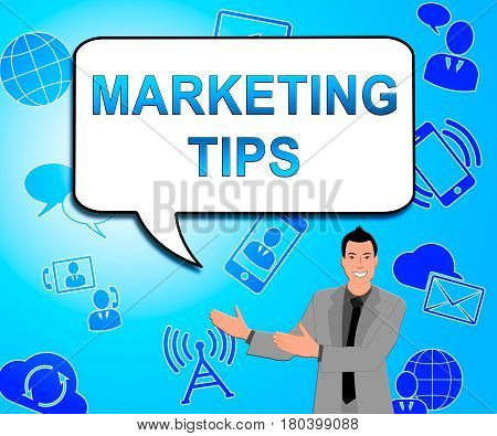Marketing Tips Showing Emarketing Advice 3D Illustration