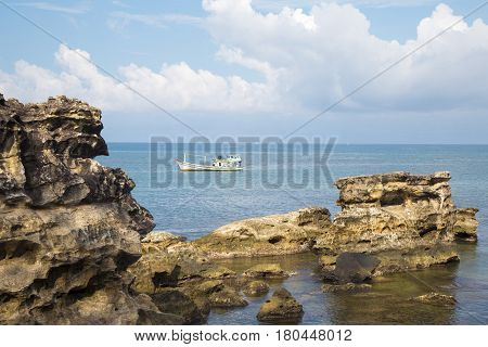 Beautiful view of a corner of Phu Quoc island from Dinh Cau temple