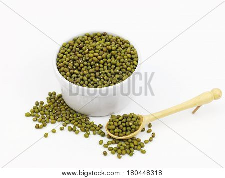 organic raw mung beans background closeup shot