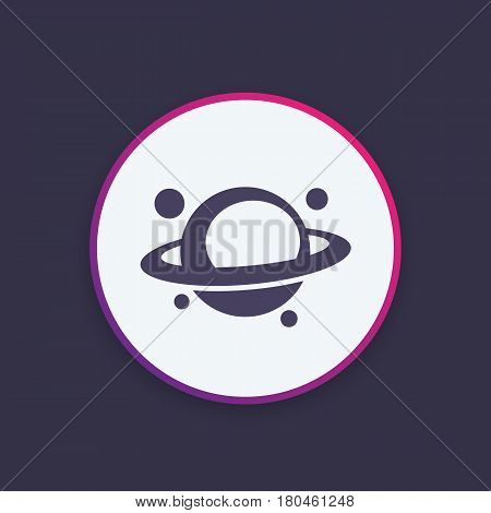 Planet icon, astronomy, stargazing, space travel, eps 10 file, easy to edit