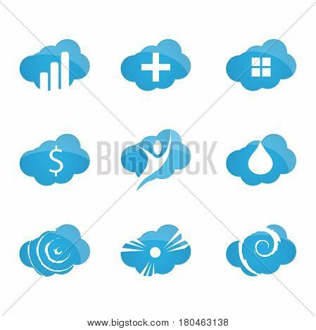Cloud icons set. Simple one colors computing symbols, signs and logos.