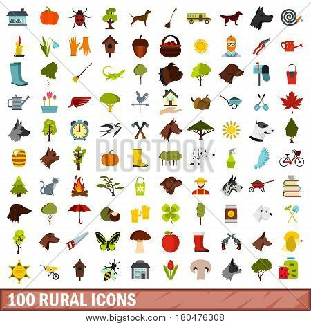 100 rural icons set in flat style for any design vector illustration