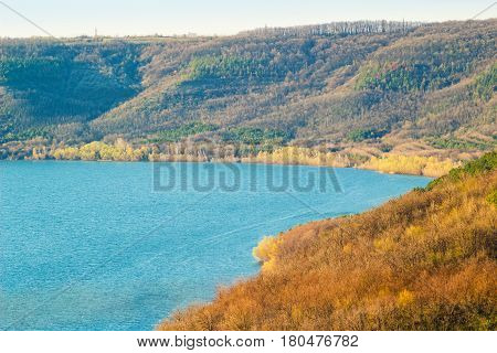 Dniester canyon and river in national park Podillya Tovtry. Bakota Ukraine