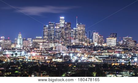 Photo of downtown Cityscape Los Angeles at nigth