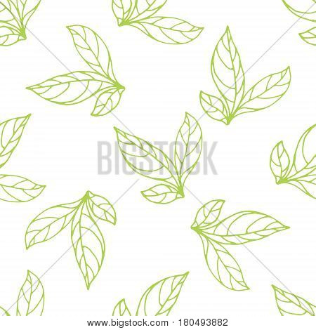 seamless pattern with green leaf. vector illustration.