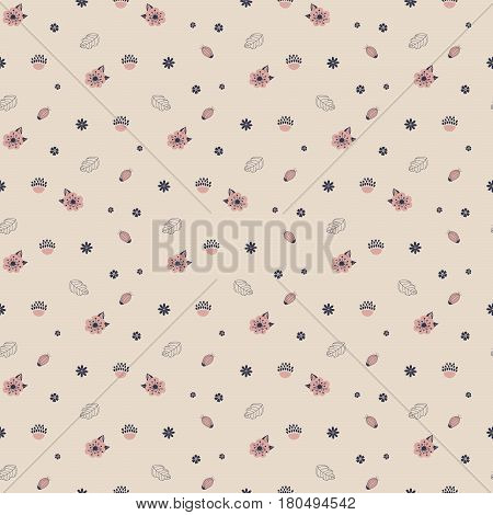 Seamless vector floral pattern with flowers and leaves