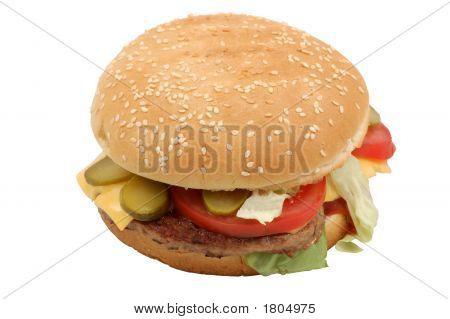 Cheesburger isoleret Over hvide