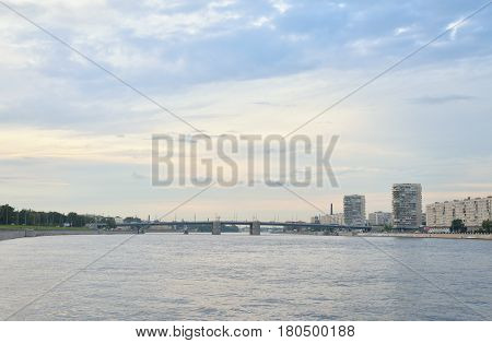 Volodarsky Bridge in Saint Petersburg at evening Russia.