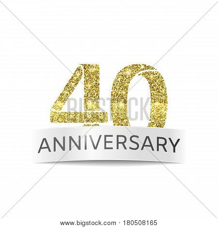 Fourty year anniversary. The flag of the 40th birthday golden glitter color