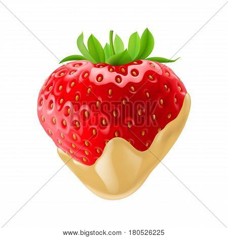 Fresh Strawberry Dipped in White Chocolate Fondue for Creative Design Idea