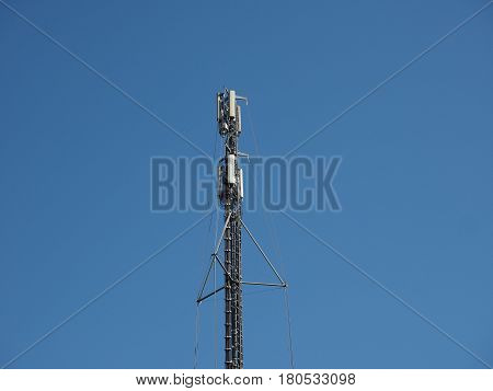 Aerial Antenna Tower Over Blue Sky