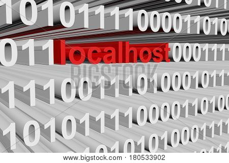 localhost in a binary code 3D illustration