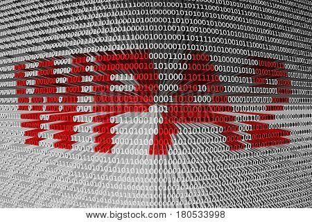 WPA2 in the form of binary code, 3D illustration