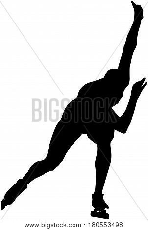 explosive female speedskater competition in speed skating black silhouette