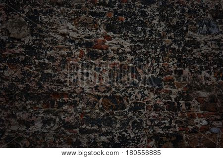Dark,black,  Old Brick Wall