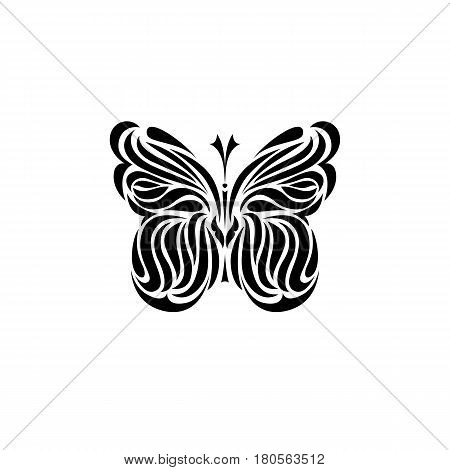 Black Logotype Of Butterfly Isolated On White Background. Vector Illustration