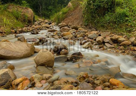 Small waterfall located at Kampung Kiulu, Tamparuli, Kota Kinabalu, Sabah Borneo, Malaysia