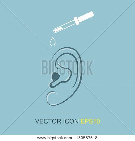 ear Image. Image ear and pipette. Vector illustration.
