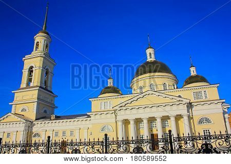 Demidov leaning Tower Nevyansk winter. Russian Federation.