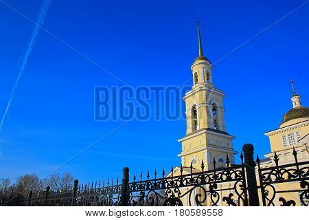 Demidov leaning Tower Nevyansk winter. Russian Federation.