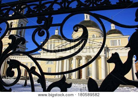 Demidov leaning Tower Nevyansk winter. Russian Federation.
