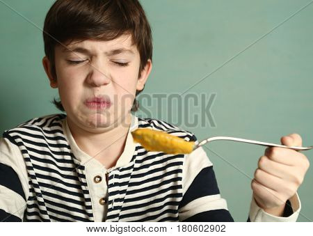 Preteen Boy Refuse To Eat Pumpkin Soup