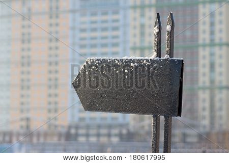 Frozen messageboard with copyspace against winter background