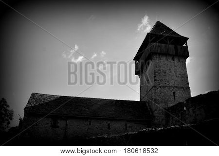 Medieval Fortified Church In The Village Calnic, Transylvania