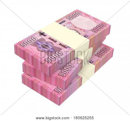 Rwandan francs bills isolated on white background. 3D illustration.