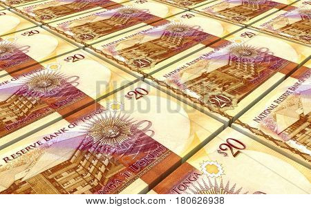 Tongan Pa'anga bills isolated on white background. 3D illustration.