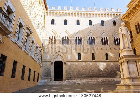 Siena Landmark. Monte Dei Paschi Di Siena Historical Seat
