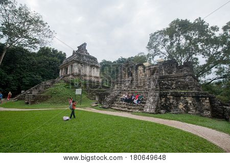 Palenque, Mexico, circa february 2017: Palenque ruins, Maya archeological site in Mexico