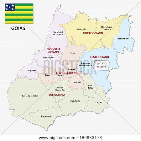goias administrative and political map with flag