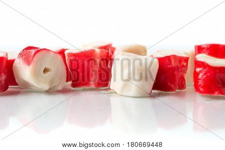 Frozen Surimi Seafood On White Background