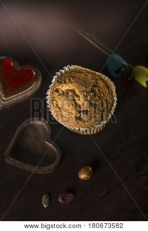 Gluten Freen Muffin With Dark Unsweetened Chocolate Beans,