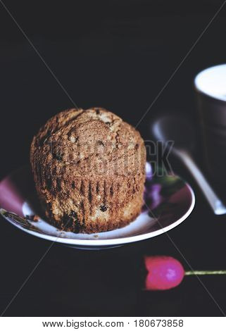 Gluten Freen Muffin With Dark Unsweetened Chocolate Beans,