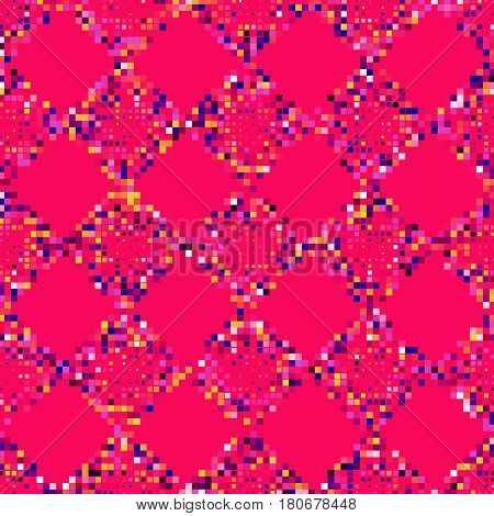 Colorful square pixel mosaic seamless pattern. Vector illustration.