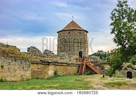 Walls of Fortress Akkerman Bilhorod-Dnistrovskyi Ukraine. This Fortress is located on the right bank of the Dniester Liman dates from the 13th century and is a prime example of medieval fortress.
