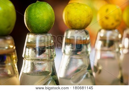 Bottles of locally made banta, an indian made soft drink that is very popular in the summer months. This is healthy, refreshing and cheap