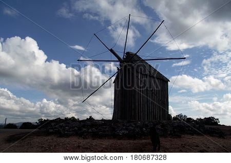 Disused windmill in Portuguese village of Avacasta