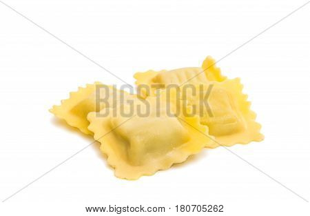 Ravioli italian pasta isolated on white background