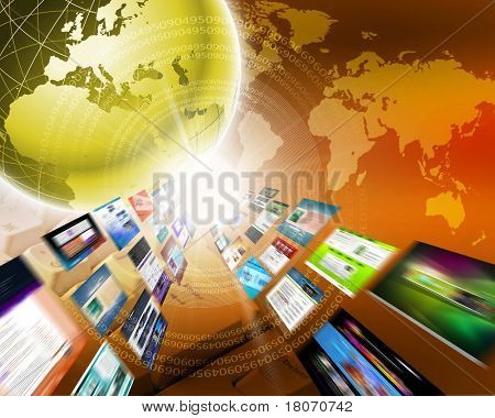 Soyut resim medya akışı. Çağdaş televizyon ve Internet sembolü