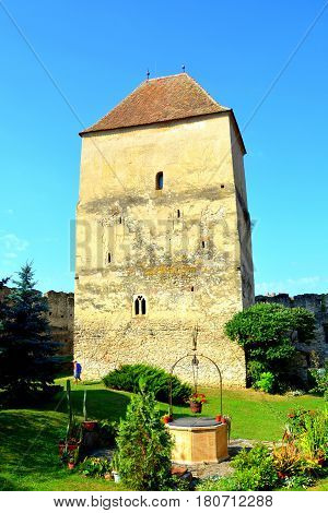 Medieval Fortified Saxon Church In Calnic, Transylvania, A Village Known For Its Castle