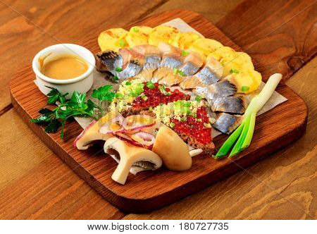 Food on a wooden table