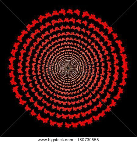 Red butterflies circle color transition a background