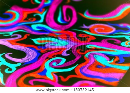 Unusual hand drawn extra dark colorful design background