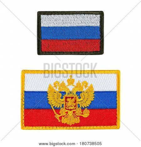 Russia patch, flag patch isolated on white background