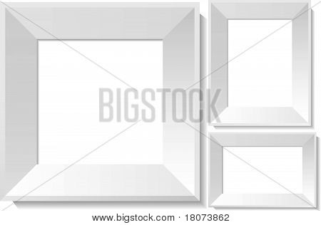 Realistic white photo frames