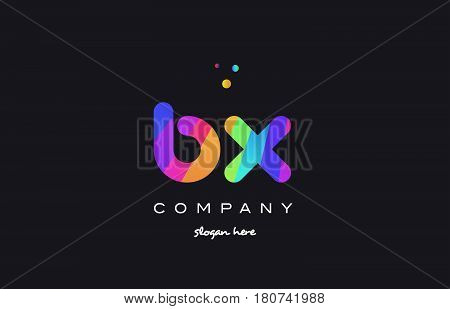 Bx B X  Colored Rainbow Creative Colors Alphabet Letter Logo Icon