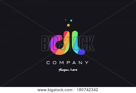 Dl D L  Colored Rainbow Creative Colors Alphabet Letter Logo Icon